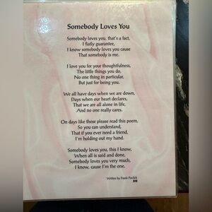 Somebody Loves You Poem laminated Print
By Frank Pavlick